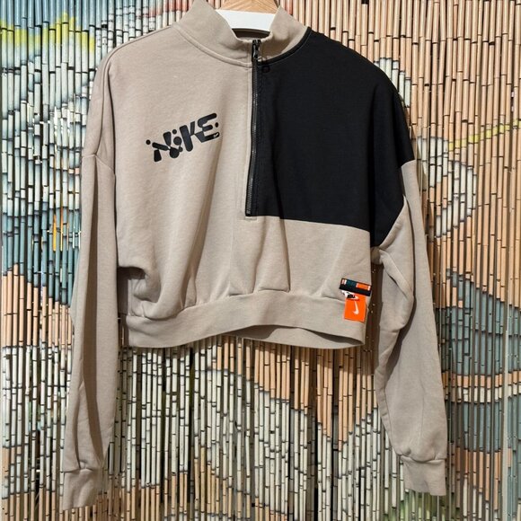Nike x Eileen Tjan Cropped 1/2 Zip-Up Colorblock Sportswear Sweatshirt, M - Picture 1 of 16